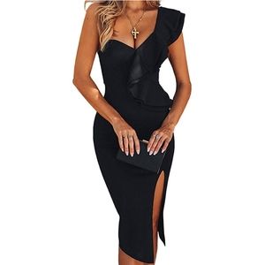 BCBGMaxAzria Black Bandage dress with ruffles